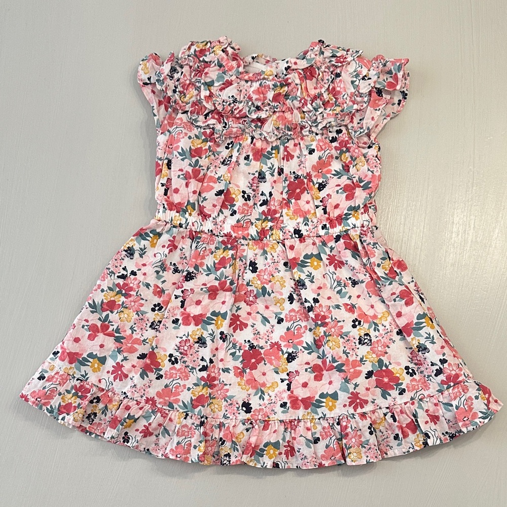 Janie and Jack Floral Ruffle Trim Dress